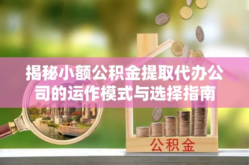陇川揭秘小额公积金提取代办公司的运作模式与选择指南